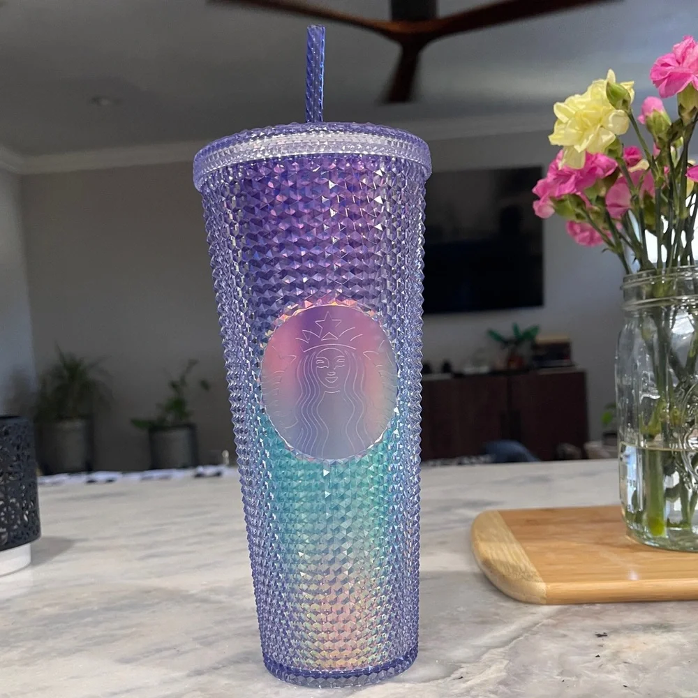 Starbucks studded Iridescent Purple and Teal ombre Tumbler 24 oz NWT